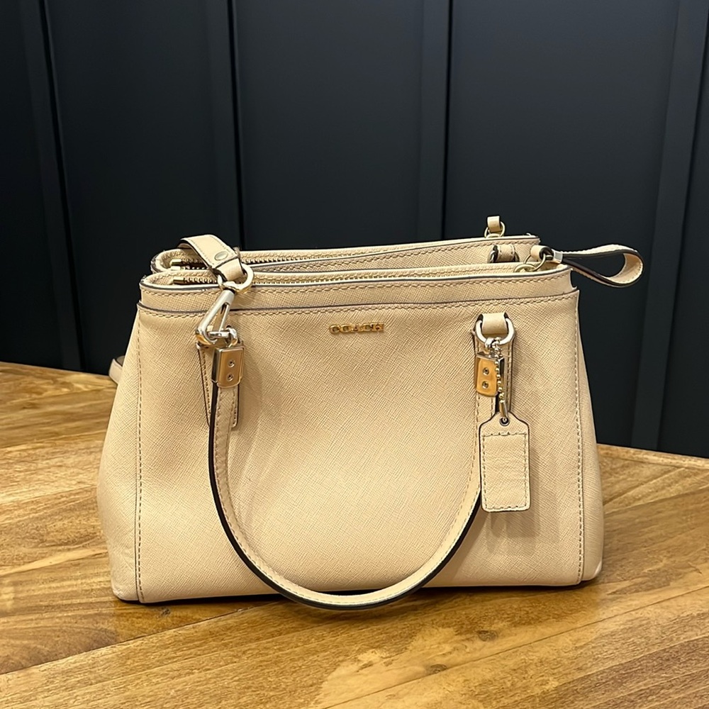 Coach tan/beige Madison Christie Satchel with Crossbody Strap